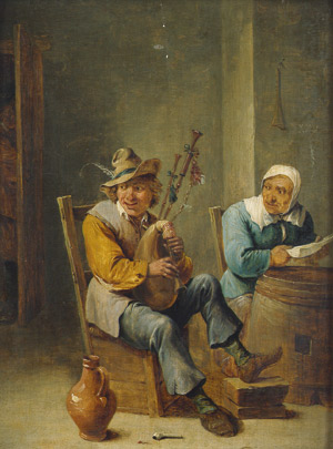 Lot 6035, Auction  101, Teniers II, David, Interieur mit Dudelsackspieler und Briefleserin