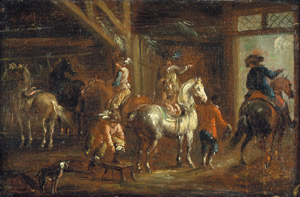 Lot 6047, Auction  101, Rugendas d. Ä., Georg Philipp, Stallinterieur mit Reitern