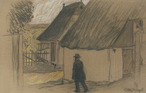 Lot 7097, Auction  101, Engel, Otto Heinrich, Passant vor reetgedeckten Häusern