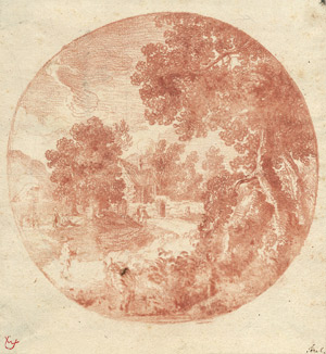 Lot 6292, Auction  102, Perelle, Gabriel, Pastorale Landschaft mit Staffagefiguren im Rund