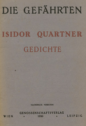 Lot 3712, Auction  103, Quartner, Isidor, Gedichte