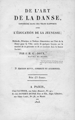 Lot 679, Auction  104, Gourdoux-Daux, J. H., De l'art de la danse. 3ème édition