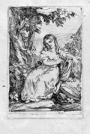 Lot 5322, Auction  104, Englisch, 18. Jh. Sitzendes junges Mädchen mit Blumenkette und Tamborin