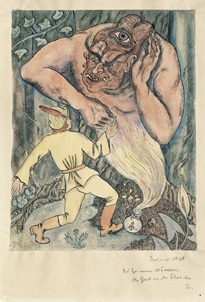 Lot 7471, Auction  104, Voigt, Bruno, Zu Grimms Märchen: Der Geist in der Flasche