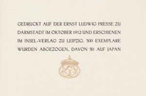 Lot 3148, Auction  105, Goethe, Johann Wolfgang von und Ernst Ludwig Presse, Trilogie der Leidenschaft. ELP 1912