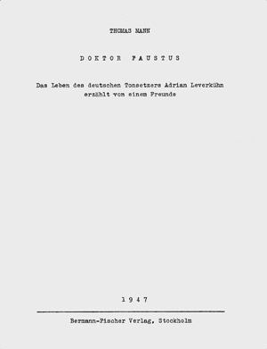 Lot 3365, Auction  105, Mann, Thomas, Doktor Faustus