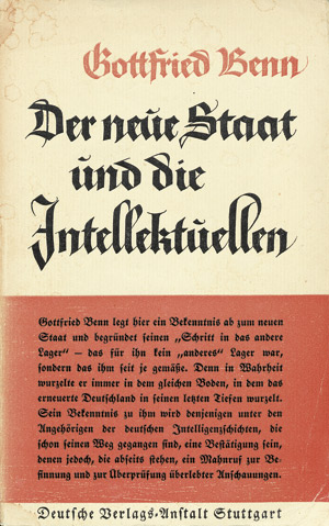 Lot 3675, Auction  105, Benn, Gottfried, Der neue Staat und die Intellektuellen