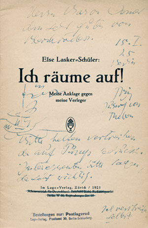 Lot 3774, Auction  105, Lasker-Schüler, Else, Ich räume auf! (mit Widmung)