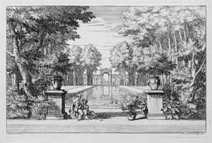 Lot 5111, Auction  105, Genoels, Abraham, Zwei arkadische Landschaften: Die Gallerie mit dem großen Bassin; Der große Baum mit dem doppelten Stamm