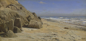 Lot 6148, Auction  105, Smidth, Hans Ludvig, Felsige Strandküste mit Möwen im Sommer