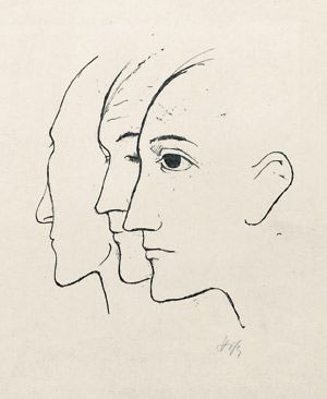 Lot 7259, Auction  105, Hofer, Karl, Drei Männerköpfe im Profil