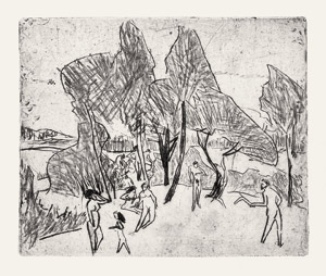Lot 7293, Auction  105, Kirchner, Ernst Ludwig, Auf der Moritzburger Insel Badende mit Bumerang