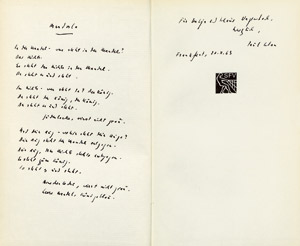 Lot 3059, Auction  106, Celan, Paul, Die Niemandsrose, (Widmungsexemplar)