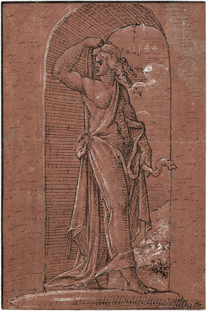 Lot 6535, Auction  106, Oberrheinisch, 1544. Weibliche Allegorie mit Schlange in einer Nische