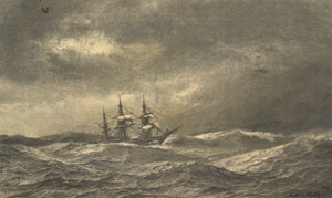 Lot 6748, Auction  106, Melbye, Anton Daniel, Dreimaster auf hoher See bei Sturm