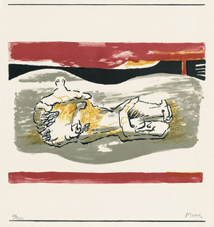 Lot 7385, Auction  106, Moore, Henry, Reclining figure with red stripes