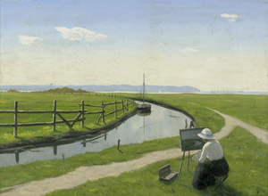 Lot 6200, Auction  107, Helme, Axel Henry Helge, Malerin vor der Staffelei in sommerlicher Flußlandschaft