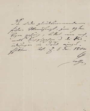 Lot 2221, Auction  108, Goethe, Johann Wolfgang von, Eigenhänd. Billet an Frommann