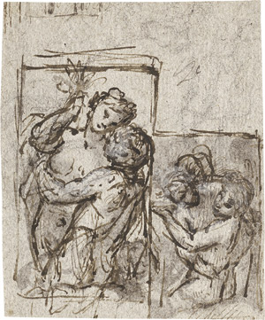 Lot 6540, Auction  108, Venezianisch, 17. Jh. Studienblatt mit Götterpaar