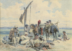 Lot 6747, Auction  108, Melka, Vincenz, Ungarische Bauern an einem Ziebrunnen