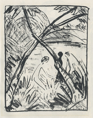 Lot 7435, Auction  108, Mueller, Otto, Drei Figuren und gekreuzte Stämme