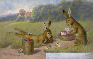 Lot 2305, Auction  109, Sperlich, Sophie, Kartenspieler-Häschen. 1890-1900