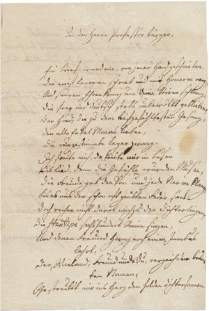 Lot 2514, Auction  109, Novalis, Briefgedicht an G. A. Bürger