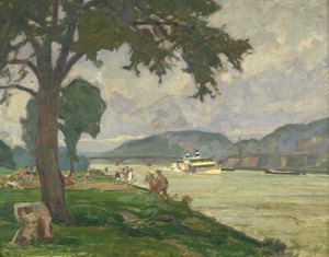 Lot 6220, Auction  109, Antoine, Otto, Spaziergänger am Rheinufer bei Koblenz