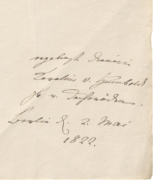 Lot 2350, Auction  110, Humboldt, Caroline von, Brief 1822 an Minister Altenstein