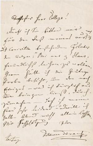 Lot 2546, Auction  110, Strauß, Johann (Sohn), Eignhänd. Brief 1874