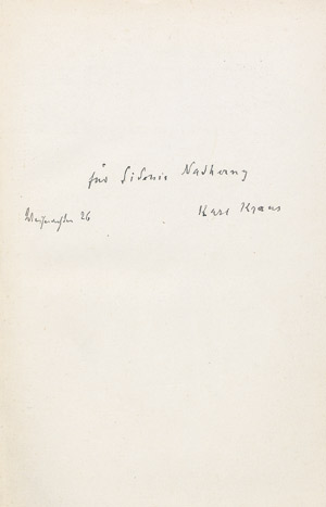 Lot 3292, Auction  110, Kraus, Karl, Die letzten Tage der Menschheit