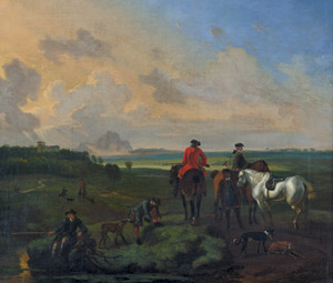 Lot 6029, Auction  110, Maas, Dirck, Landschaft mit einer kleinen Jagdgesellschaft bei der Rast