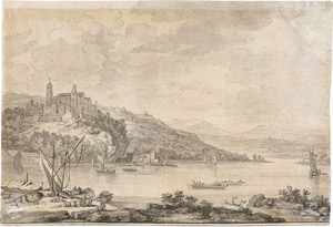 Lot 6447, Auction  110, Niederländisch, 17. Jh. . Blick auf die Burg Rheinfels oberhalb von St. Goar