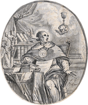 Lot 6455, Auction  110, Stuber, Nikolaus Gottfried, Hl. Thomas von Aquin in seinem Studierzimmer