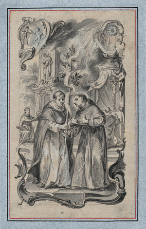 Lot 6478, Auction  110, Baumgartner, Johann Wolfgang, Die Begegnung des hl. Dominikus mit dem hl. Franziskus