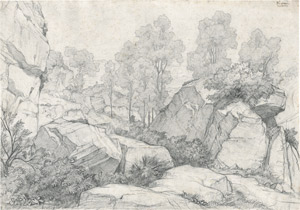 Lot 6581, Auction  110, Bertin, François-Edouard, Felsige Landschaft bei Olevano