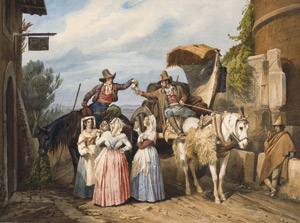 Lot 6595, Auction  110, Gasparini, Andrea, Halt an der Osteria di Ponte Lucano bei Tivoli. 