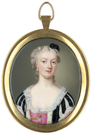 Lot 6828, Auction  110, Zincke, Christian Friedrich, Bildnis einer jungen Frau im schwarzweiß gestreiften Kleid