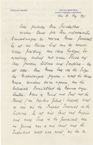 Lot 2087, Auction  111, Mann, Thomas, Brief 1945 an H. Friedenthal