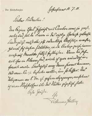 Lot 2187, Auction  111, Bethmann-Hollweg, Theobald von, 2 Briefe + Beigabe