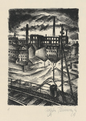 Lot 3393, Auction  111, Plünnecke, Wilhelm, Häuser, Bäume, Menschen