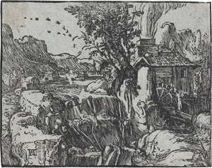 Lot 5097, Auction  111, Goltzius, Hendrick, Landschaft mit Wasserfall
