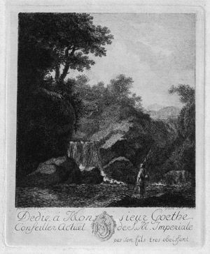 Lot 5259, Auction  111, Goethe, Johann Wolfgang, Gebirgslandschaften mit Wasserfall