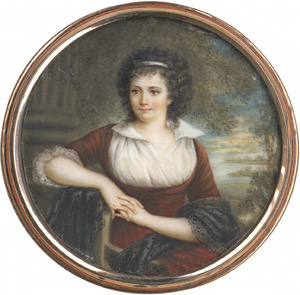 Lot 6926, Auction  111, Französisch, 19. Jh. Bildnis der Marquise d'Orvilliers vor einer Landschaft