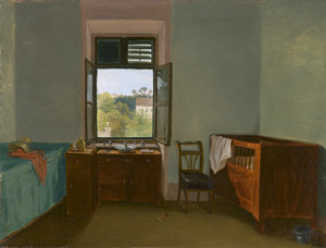 Lot 6108, Auction  112, Deutsch, um 1840. Biedermeierinterieur mit Blick in den Garten