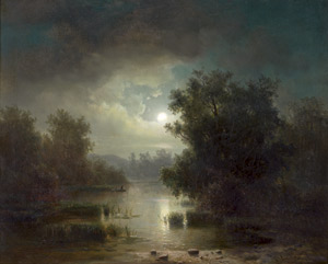 Lot 6176, Auction  112, Morgenstern, Christian Ernst Bernhard, Oberbayerischer See bei Mondschein
