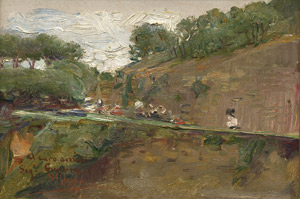 Lot 6177, Auction  112, Villegas y Cordero, José, Picknick auf einem Plateau an der Steilküste von Biarritz