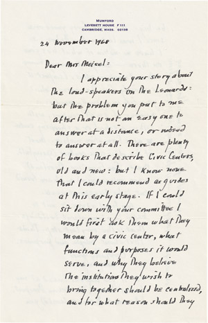 Lot 2176, Auction  113, Mumford, Lewis, Brief 1968