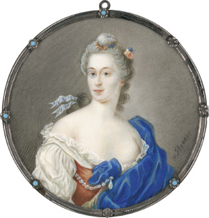 Lot 6479, Auction  114, Deutsch, Bildnis einer jungen Frau mit blauem Umhang