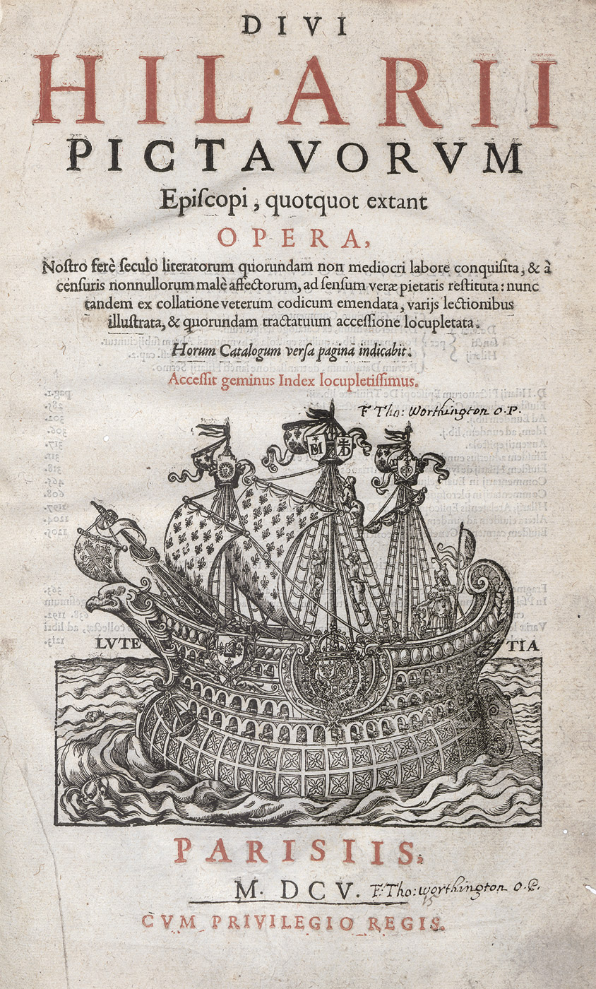 Lot 1287, Auction  115, Hilarius von Poitiers, Opera, Nostro ferè seculo literatorum quorundam 